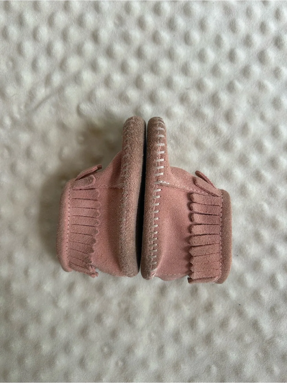 Minnetonka Rose Pink Baby Fringe Moccasin Booties Infant 3